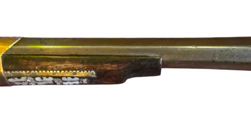 FINE INDO MUSLIM FLINTLOCK MUSKETJEZAIL EXTENSIVELY DECORATED WITH INSET BRASS AND MOTHEROFPEARL INLAY COMPLETE WITH AFGHAN STOCK C17801820 - ADDITIONAL PHOTO 7