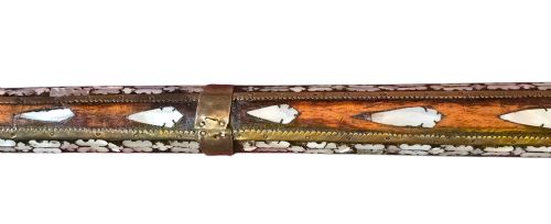FINE INDO MUSLIM FLINTLOCK MUSKETJEZAIL EXTENSIVELY DECORATED WITH INSET BRASS AND MOTHEROFPEARL INLAY COMPLETE WITH AFGHAN STOCK C17801820 - ADDITIONAL PHOTO 17