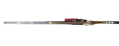FINE INDO MUSLIM FLINTLOCK MUSKETJEZAIL EXTENSIVELY DECORATED WITH INSET BRASS AND MOTHEROFPEARL INLAY COMPLETE WITH AFGHAN STOCK C17801820 - ADDITIONAL PHOTO 29