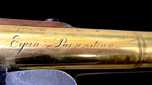 RARE 18TH CENTURY IRISH FLINTLOCK BLUNDERBUSS WITH SPRING BAYONET BY THE RENOWNED IRISH GUNSMITH EGAN PARSONSTOWN BIRR - ADDITIONAL PHOTO 1