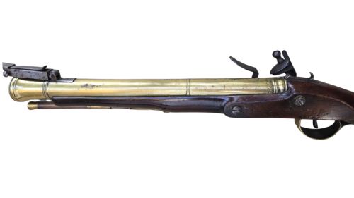 RARE 18TH CENTURY IRISH FLINTLOCK BLUNDERBUSS WITH SPRING BAYONET BY THE RENOWNED IRISH GUNSMITH EGAN PARSONSTOWN BIRR - ADDITIONAL PHOTO 5