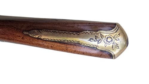 RARE 18TH CENTURY IRISH FLINTLOCK BLUNDERBUSS WITH SPRING BAYONET BY THE RENOWNED IRISH GUNSMITH EGAN PARSONSTOWN BIRR - ADDITIONAL PHOTO 11