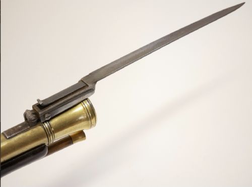 RARE 18TH CENTURY IRISH FLINTLOCK BLUNDERBUSS WITH SPRING BAYONET BY THE RENOWNED IRISH GUNSMITH EGAN PARSONSTOWN BIRR - ADDITIONAL PHOTO 26