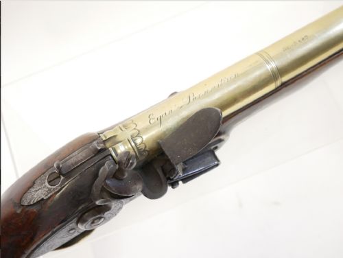 RARE 18TH CENTURY IRISH FLINTLOCK BLUNDERBUSS WITH SPRING BAYONET BY THE RENOWNED IRISH GUNSMITH EGAN PARSONSTOWN BIRR - ADDITIONAL PHOTO 27
