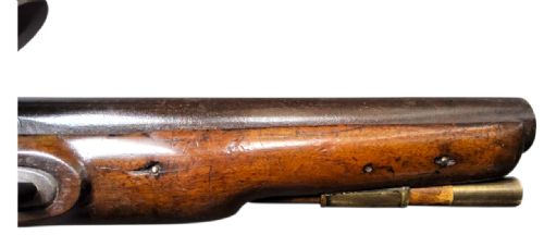 BRITISH TOWER FLINTLOCK PISTOL C17701815 CROWNGR TOWER MARKED LOCK STAMPED BRASHER BRASS FURNITURE WALNUT STOCK WITH PERIOD WEAR FLINTLOCK ACTION IN WORKING ORDER A SOLID NAPOLEONICERA SERVICE PISTOL - ADDITIONAL PHOTO 3