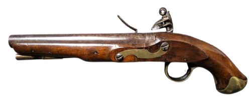 BRITISH TOWER FLINTLOCK PISTOL C17701815 CROWNGR TOWER MARKED LOCK STAMPED BRASHER BRASS FURNITURE WALNUT STOCK WITH PERIOD WEAR FLINTLOCK ACTION IN WORKING ORDER A SOLID NAPOLEONICERA SERVICE PISTOL - ADDITIONAL PHOTO 6
