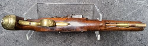 BRITISH TOWER FLINTLOCK PISTOL C17701815 CROWNGR TOWER MARKED LOCK STAMPED BRASHER BRASS FURNITURE WALNUT STOCK WITH PERIOD WEAR FLINTLOCK ACTION IN WORKING ORDER A SOLID NAPOLEONICERA SERVICE PISTOL - ADDITIONAL PHOTO 9