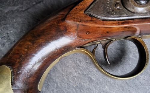 BRITISH TOWER FLINTLOCK PISTOL C17701815 CROWNGR TOWER MARKED LOCK STAMPED BRASHER BRASS FURNITURE WALNUT STOCK WITH PERIOD WEAR FLINTLOCK ACTION IN WORKING ORDER A SOLID NAPOLEONICERA SERVICE PISTOL - ADDITIONAL PHOTO 13