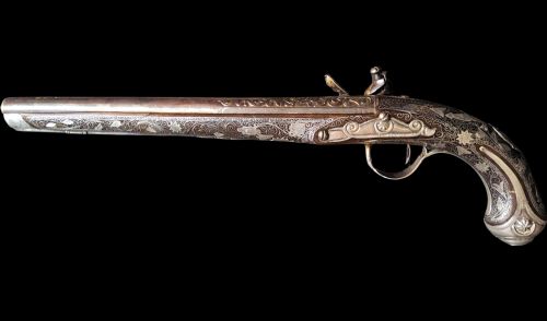 TURKISH SILVERINLAID FLINTLOCK HOLSTER PISTOL 19TH CENTURY FULLY WORKING 41CM FOR OTTOMAN COLLECTOR OF ARMS - ADDITIONAL PHOTO 3
