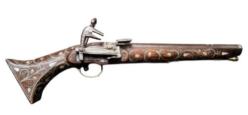 OTTOMANBALKAN SILVERINLAID MIQUELET PISTOL LATE 18TH TO EARLY 19TH CENTURY PROFUSELY DECORATED WITH SILVER INLAY - ADDITIONAL PHOTO 10