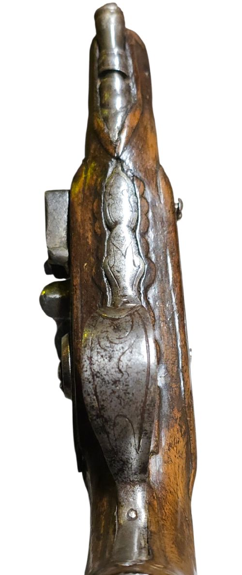 RARE SMALL FRENCH FLINTLOCK 40BORE TRAVELLING MUFF PISTOL MID18TH CENTURY SILVER WIRE INLAY - ADDITIONAL PHOTO 6
