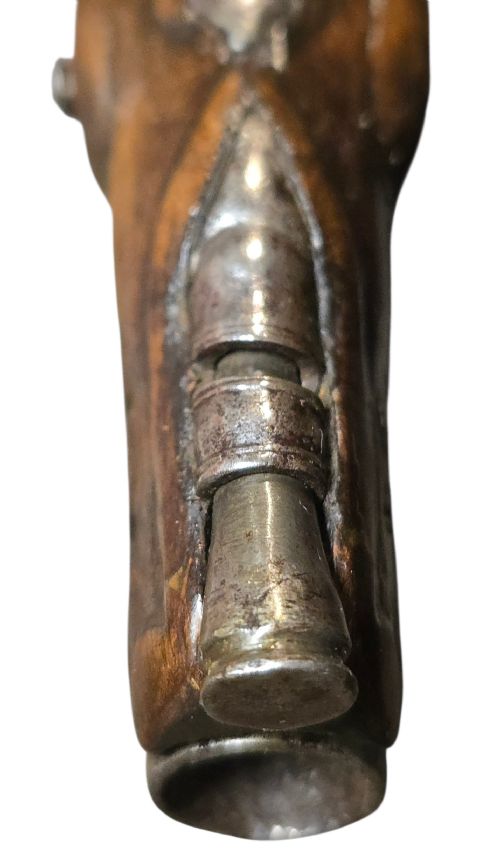 RARE SMALL FRENCH FLINTLOCK 40BORE TRAVELLING MUFF PISTOL MID18TH CENTURY SILVER WIRE INLAY - ADDITIONAL PHOTO 8