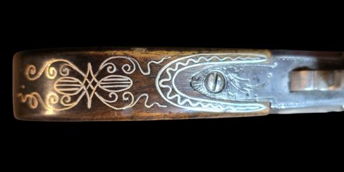 ENGLISH FLINTLOCK POCKET PISTOL JAMES BARBER LONDON SILVER WIRE INLAID CIRCA 17601780 IN THE QUEEN ANNE STYLE WITH CANON BARREL - ADDITIONAL PHOTO 6