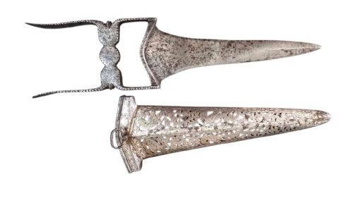 INDIAN STEEL KATAR PUSH DAGGER WITH PIERCED STEEL SHEATH RAJASTHAN SOUTH INDIA LATE 18TH19TH CENTURY - ADDITIONAL PHOTO 8