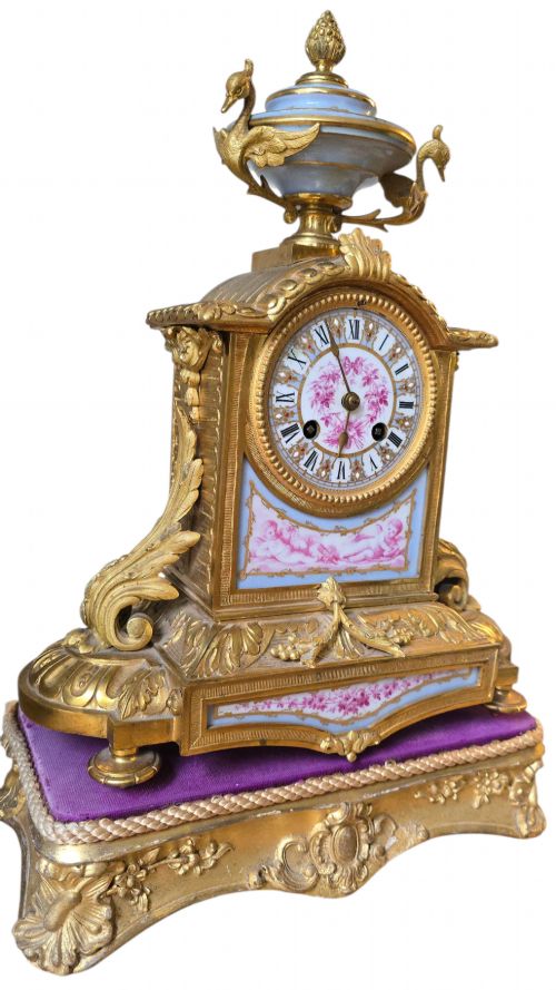 FRENCH GILT BRONZE PORCELAIN MANTEL CLOCK BY JAPY FRRES CIRCA 1870 - ADDITIONAL PHOTO 12