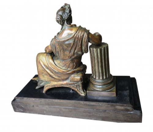 FRENCH PATINATED BRONZE FIGURE OF DEMETER CERES19TH CENTURY WITH SICKLE A SEATED CLASSICAL GODDESS - ADDITIONAL PHOTO 9