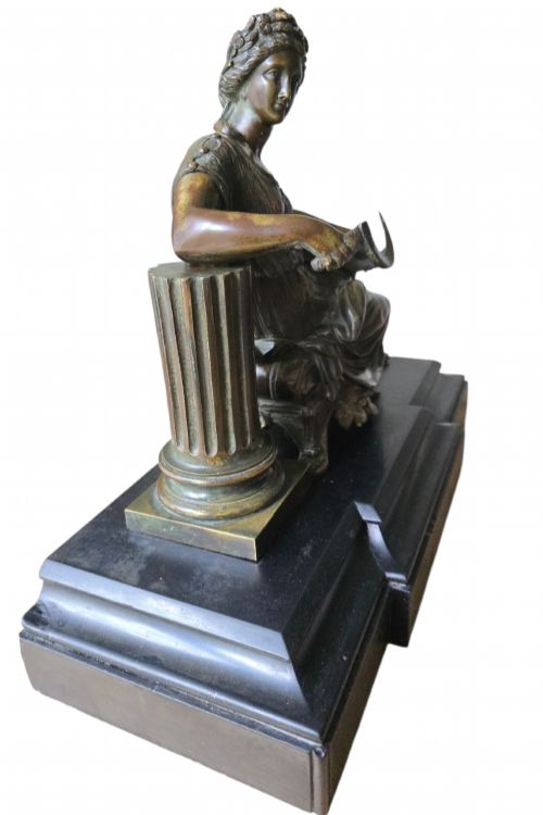 FRENCH PATINATED BRONZE FIGURE OF DEMETER CERES19TH CENTURY WITH SICKLE A SEATED CLASSICAL GODDESS - ADDITIONAL PHOTO 10
