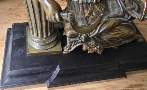 FRENCH PATINATED BRONZE FIGURE OF DEMETER CERES19TH CENTURY WITH SICKLE A SEATED CLASSICAL GODDESS - ADDITIONAL PHOTO 1