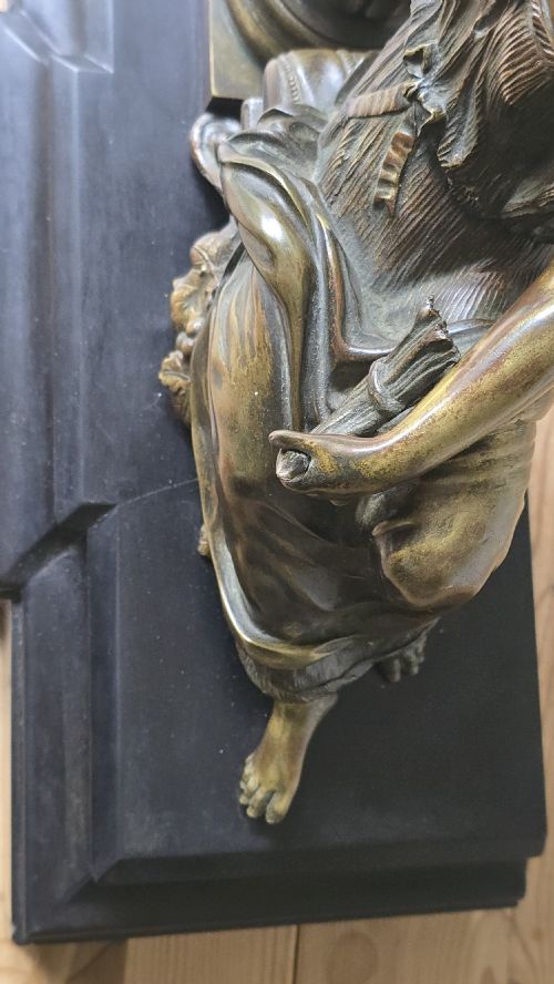 FRENCH PATINATED BRONZE FIGURE OF DEMETER CERES19TH CENTURY WITH SICKLE A SEATED CLASSICAL GODDESS - ADDITIONAL PHOTO 12