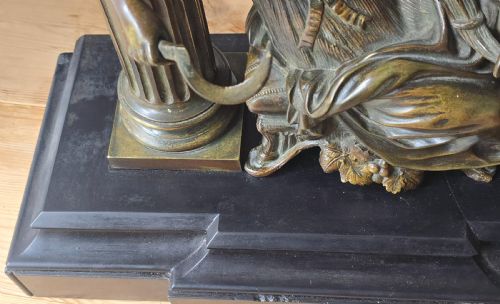 FRENCH PATINATED BRONZE FIGURE OF DEMETER CERES19TH CENTURY WITH SICKLE A SEATED CLASSICAL GODDESS - ADDITIONAL PHOTO 14