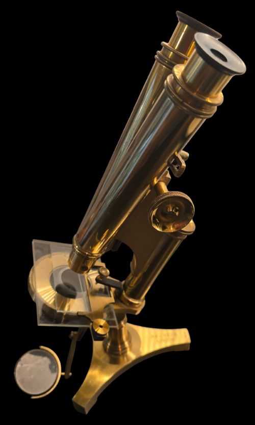 R J BECK LONDON BINOCULAR MICROSCOPE IMPROVED NATIONAL C1880 IN ORIGINAL MAHOGANY CASE