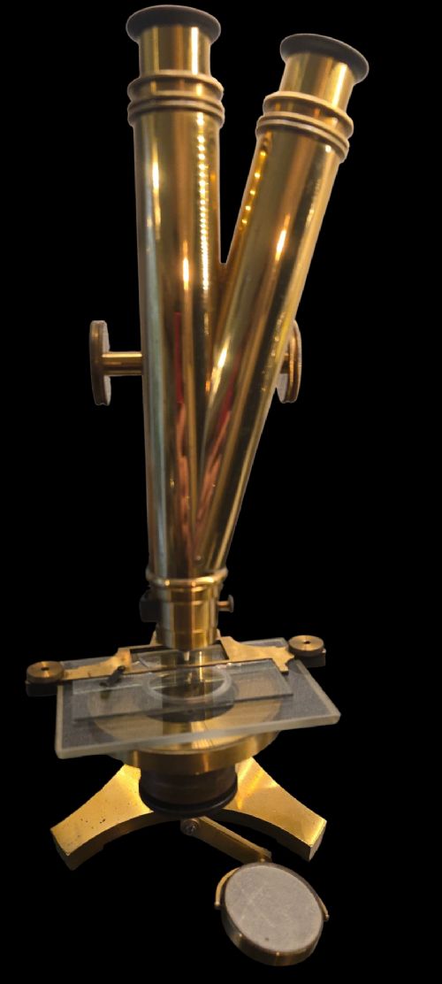 R J BECK LONDON BINOCULAR MICROSCOPE IMPROVED NATIONAL C1880 IN ORIGINAL MAHOGANY CASE - ADDITIONAL PHOTO 3
