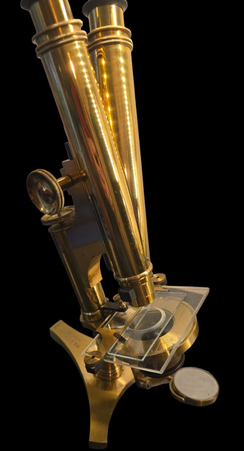 R J BECK LONDON BINOCULAR MICROSCOPE IMPROVED NATIONAL C1880 IN ORIGINAL MAHOGANY CASE - ADDITIONAL PHOTO 5