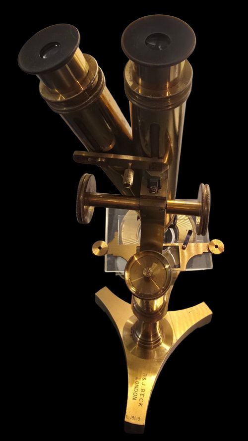 R J BECK LONDON BINOCULAR MICROSCOPE IMPROVED NATIONAL C1880 IN ORIGINAL MAHOGANY CASE - ADDITIONAL PHOTO 13