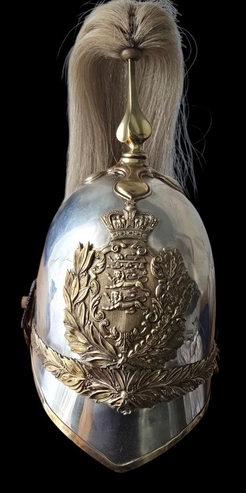 1871 PATTERN OFFICERS CAVALRY HELMET DUKE OF YORKS OWN REGIMENT OF YEOMANRYWHITE METAL GILT HORSEHAIR PLUME CIRCA18711890