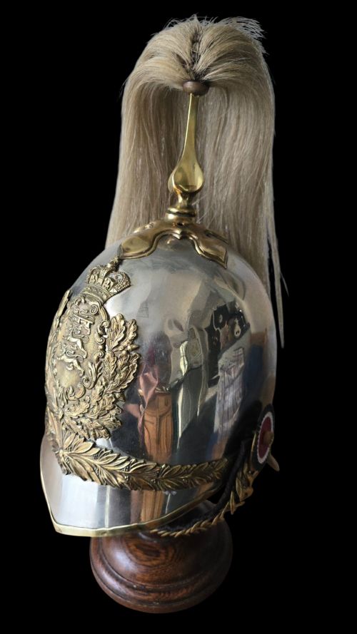 1871 PATTERN OFFICERS CAVALRY HELMET DUKE OF YORKS OWN REGIMENT OF YEOMANRYWHITE METAL GILT HORSEHAIR PLUME CIRCA18711890 - ADDITIONAL PHOTO 8