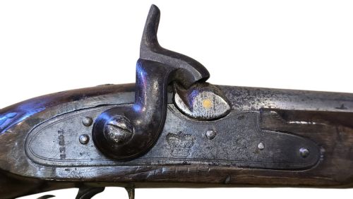 fig 1. Mid-19th Century British Tower Percussion Cavalry Horse Pistol, Birmingham Proofs & lock bearing a crown and 'Tower' marking.