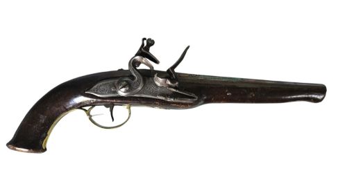 Early 19th-century Albanian Balkan Flintlock Holster Pistol, 18-Bore with Possibly the Name “Spilloin” or Similar Engraved on the Lock.