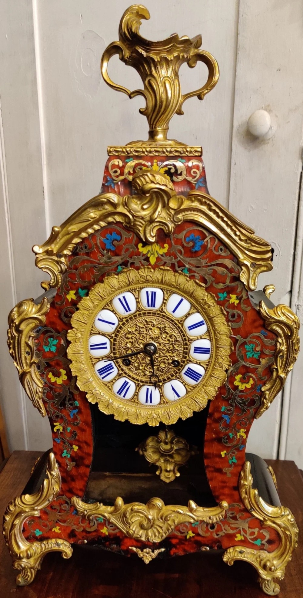 A Boulle, Gilt Bronze French Mantle Clock