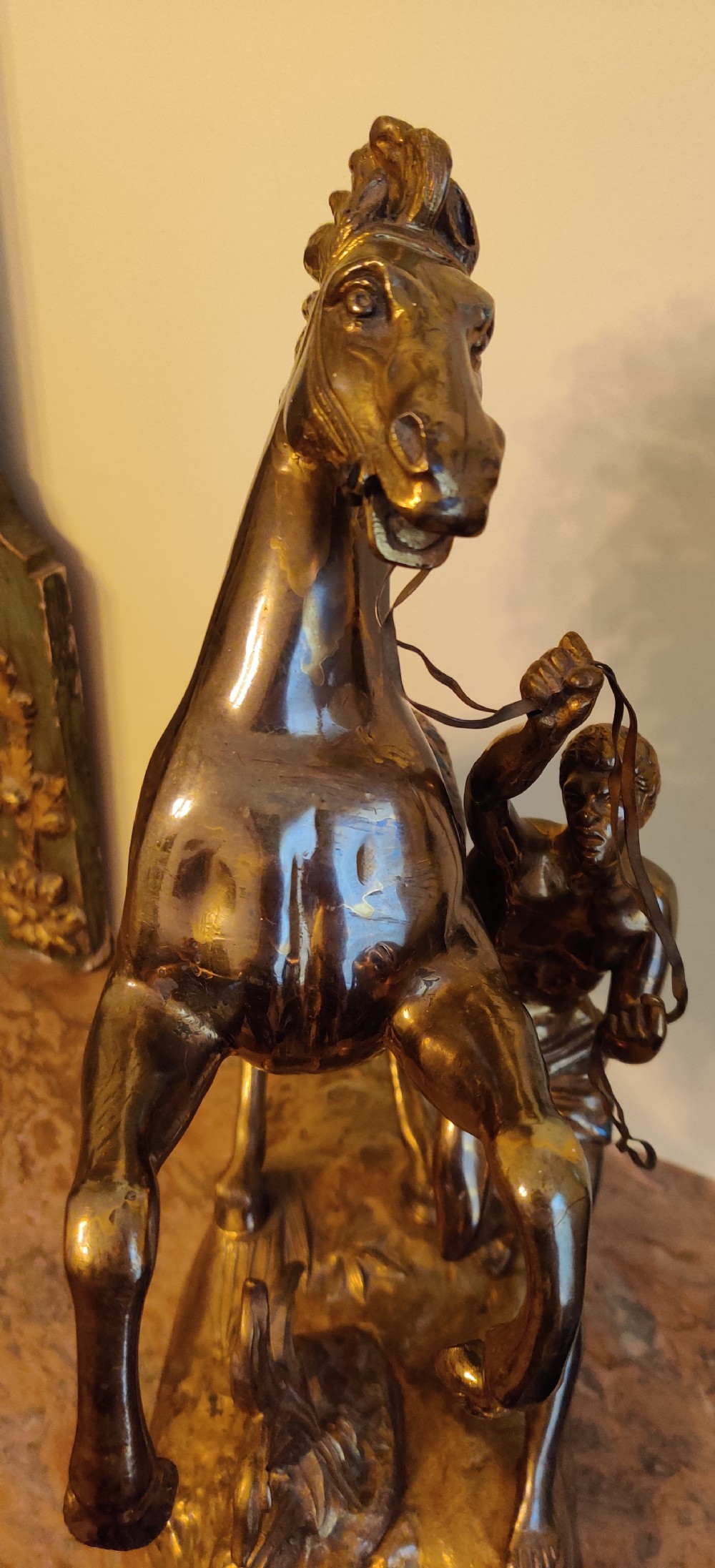 A PAIR OF LATE 19TH CENTURY GILT BRONZE FRENCH MARLY HORSES.
After GUILLAUME COSTOU THE ELDER (French, 1677-1746).  View XI