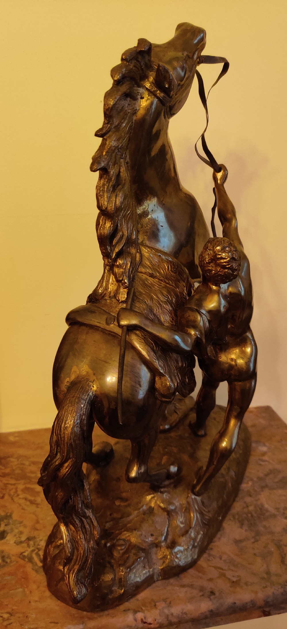 A PAIR OF LATE 19TH CENTURY GILT BRONZE FRENCH MARLY HORSES.
After GUILLAUME COSTOU THE ELDER (French, 1677-1746).  View XII
