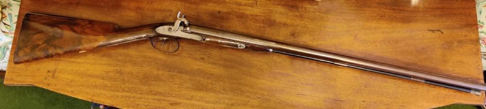 Westley Richards 14 bore side by side muzzle loading hammer action 19th century shotgun. 