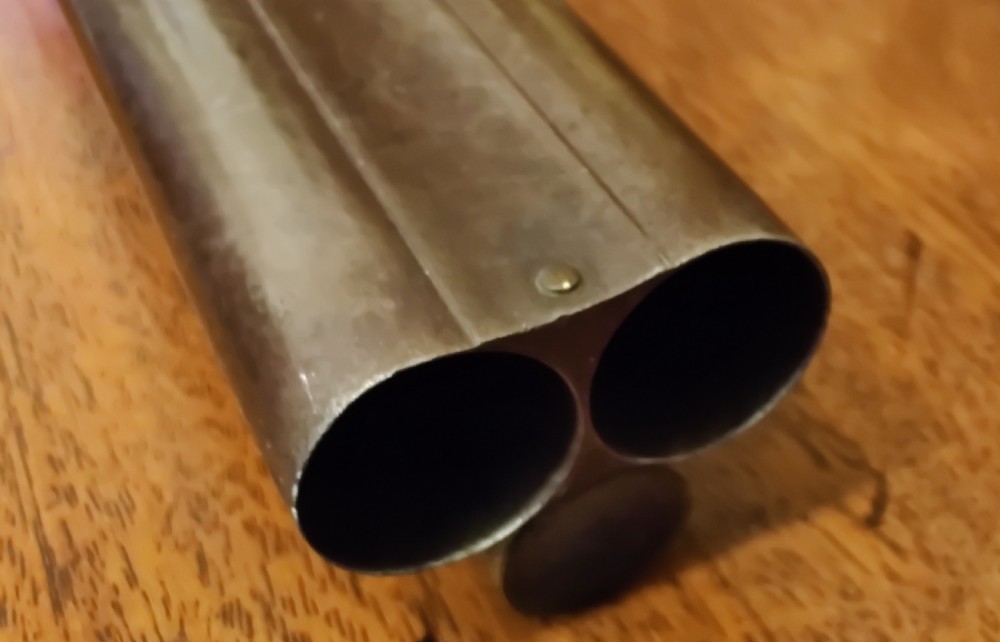 Westley Richards 14 bore side by side muzzle loading hammer action 19th century shotgun.  View IX