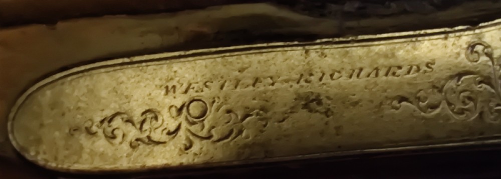 Westley Richards 14 bore side by side muzzle loading hammer action 19th century shotgun.  View XIV