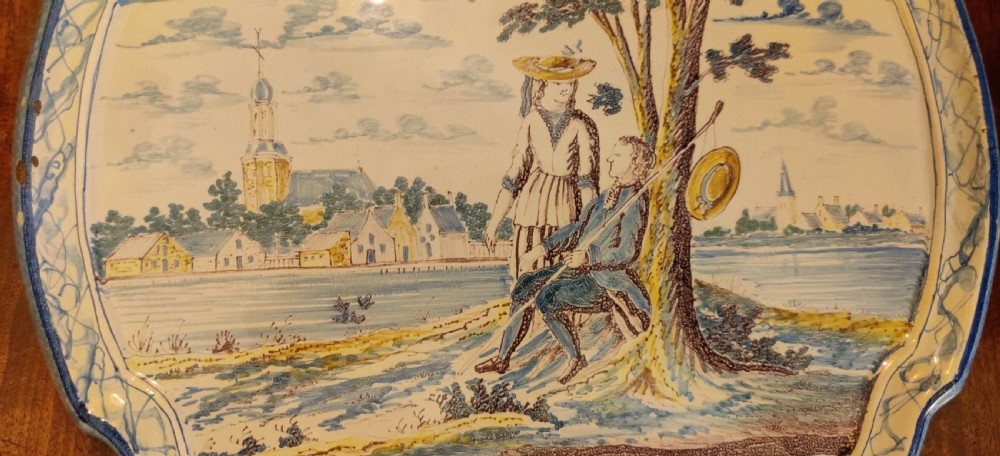 A fine 19th century Dutch Delft, Antique wall plaque. View VIII