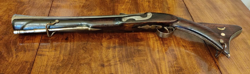 A rare 19th century Ottoman Turkish flintlock blunderbuss of quite short proportions. View V