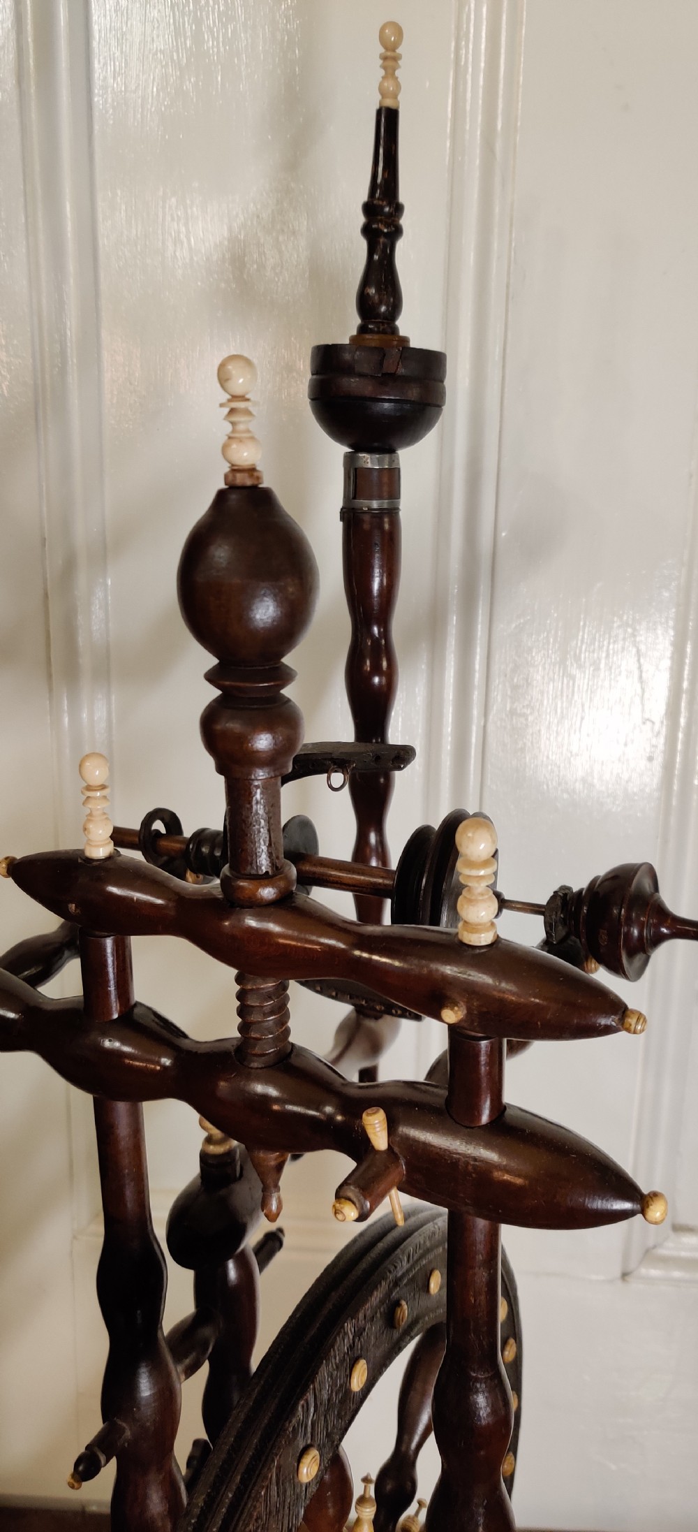 A rare Castle upright Spinning Wheel, German.  View V