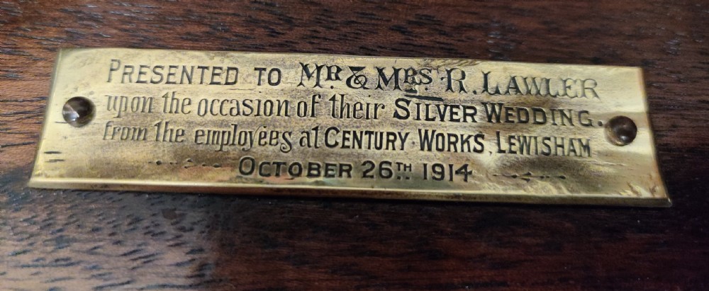 Ships Clock Barometer & Thermometer on a mahogany panel/plaque. View VII