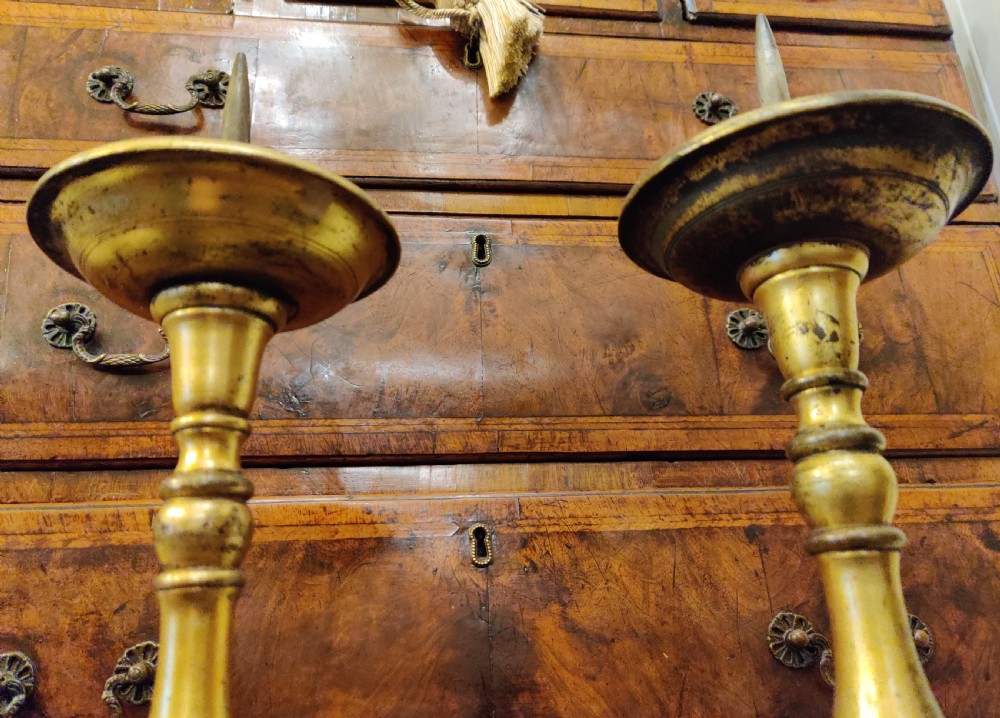 Pair of Gilt Bronze Pricket Candlesticks, Late 17th Century. South-Netherlands View XI