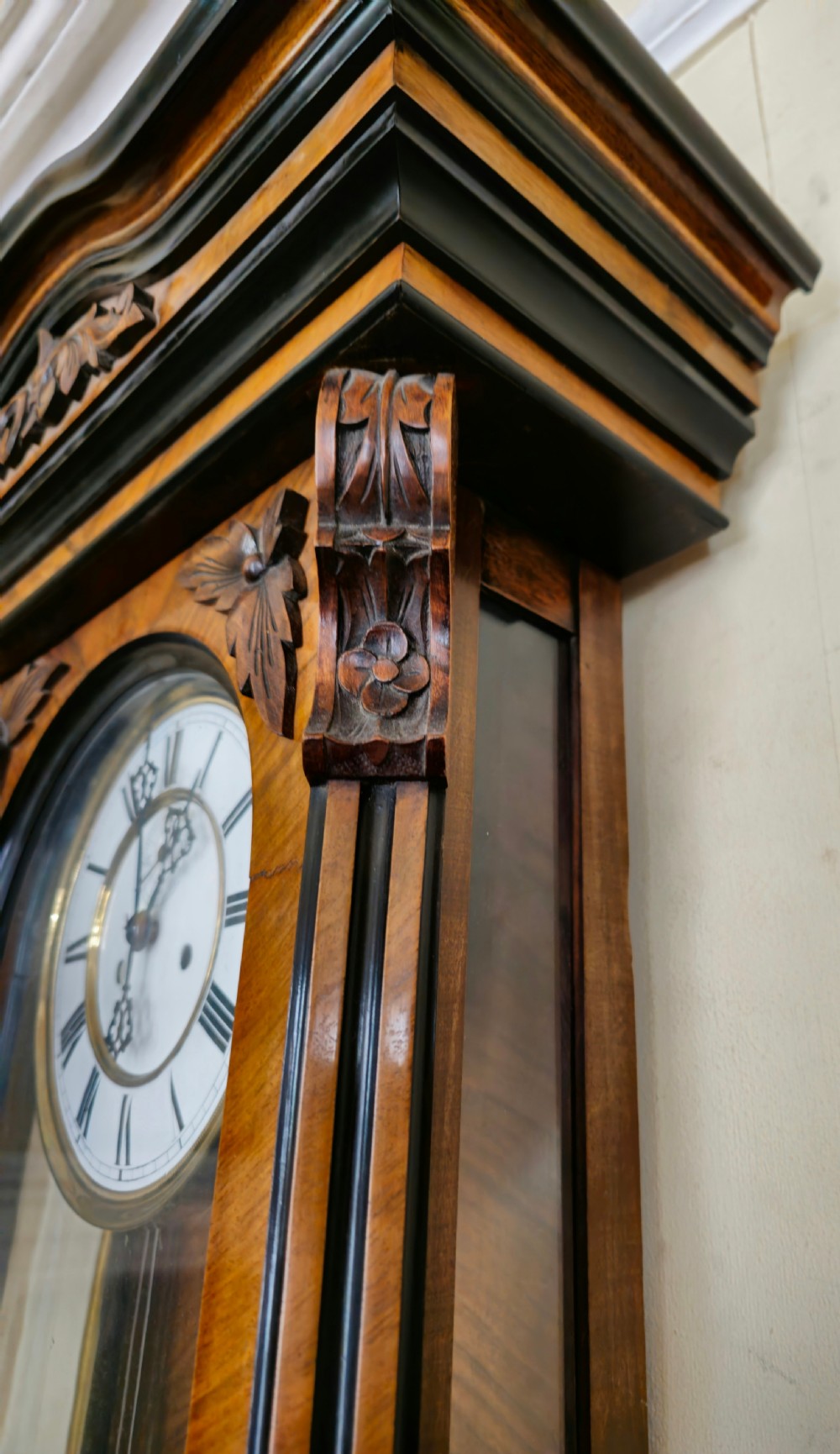 Double Weighted Walnut 8-day Vienna Regulator Wall Clock, 19th century  View V