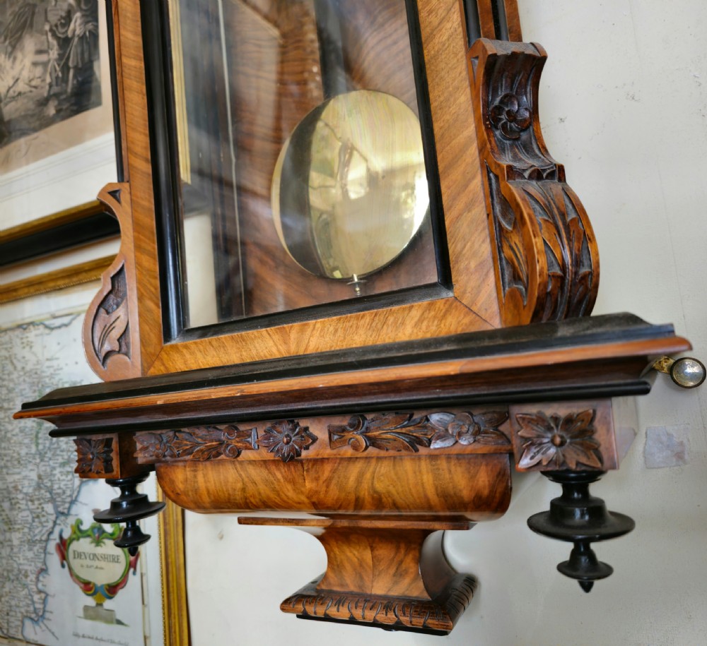 Double Weighted Walnut 8-day Vienna Regulator Wall Clock, 19th century  View XI