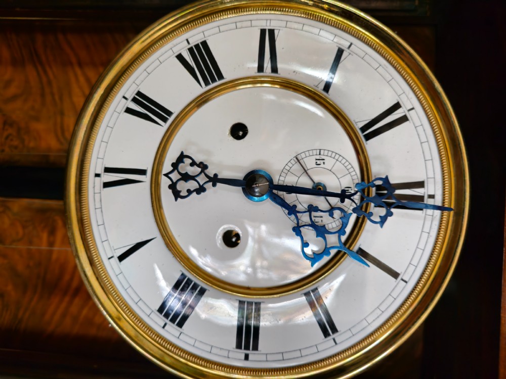 Double Weighted Walnut 8-day Vienna Regulator Wall Clock, 19th century  View XII