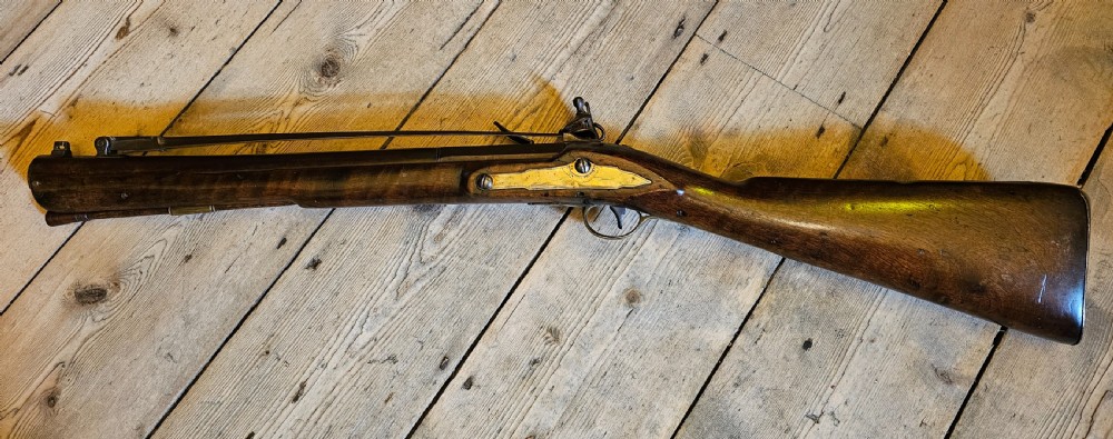 Flintlock Blunderbuss fitted with a folding bayonet circa 1780. View II