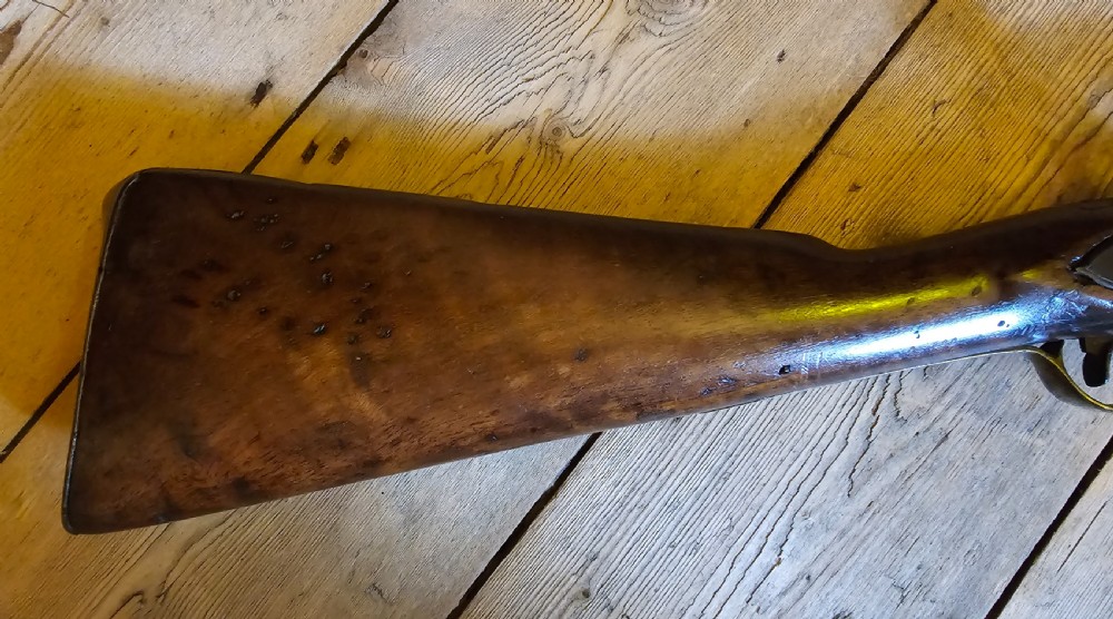 Flintlock Blunderbuss fitted with a folding bayonet circa 1780. View V