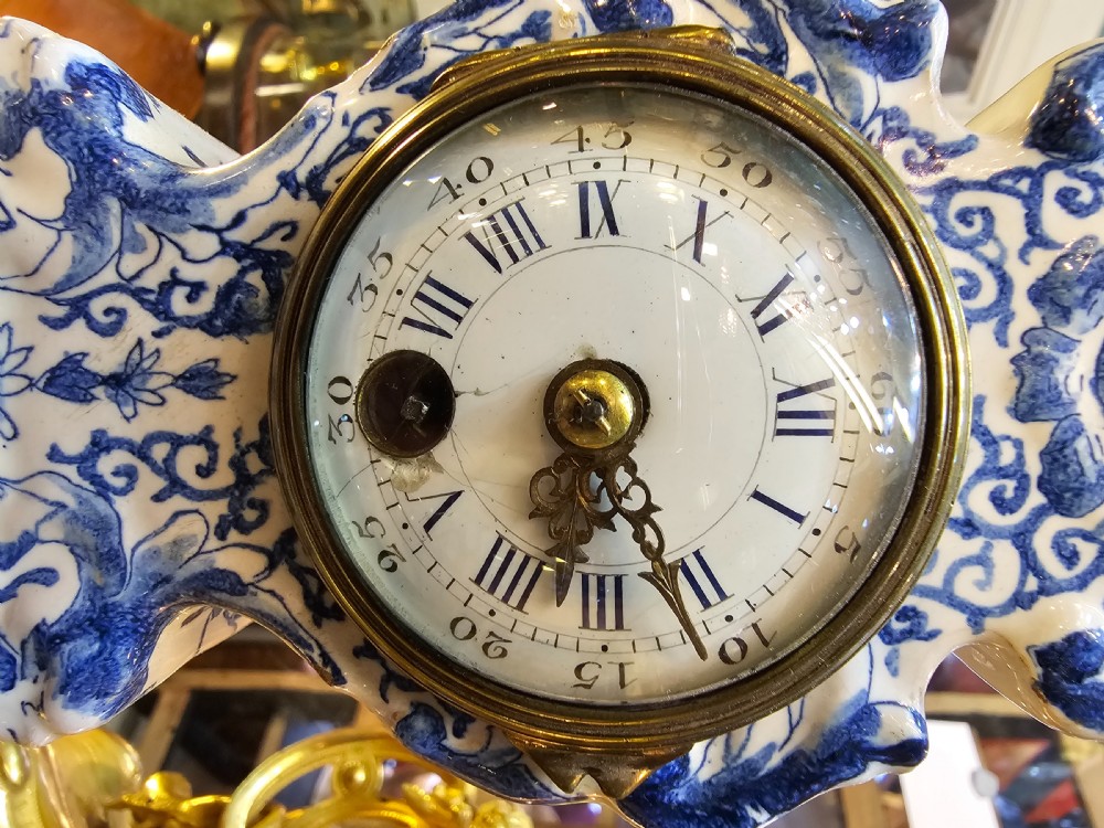 Unit-A 19th Century Delft Fayence, Miniature Blue & White, Porcelain Longcase Clock. Circa 1880.
 View III