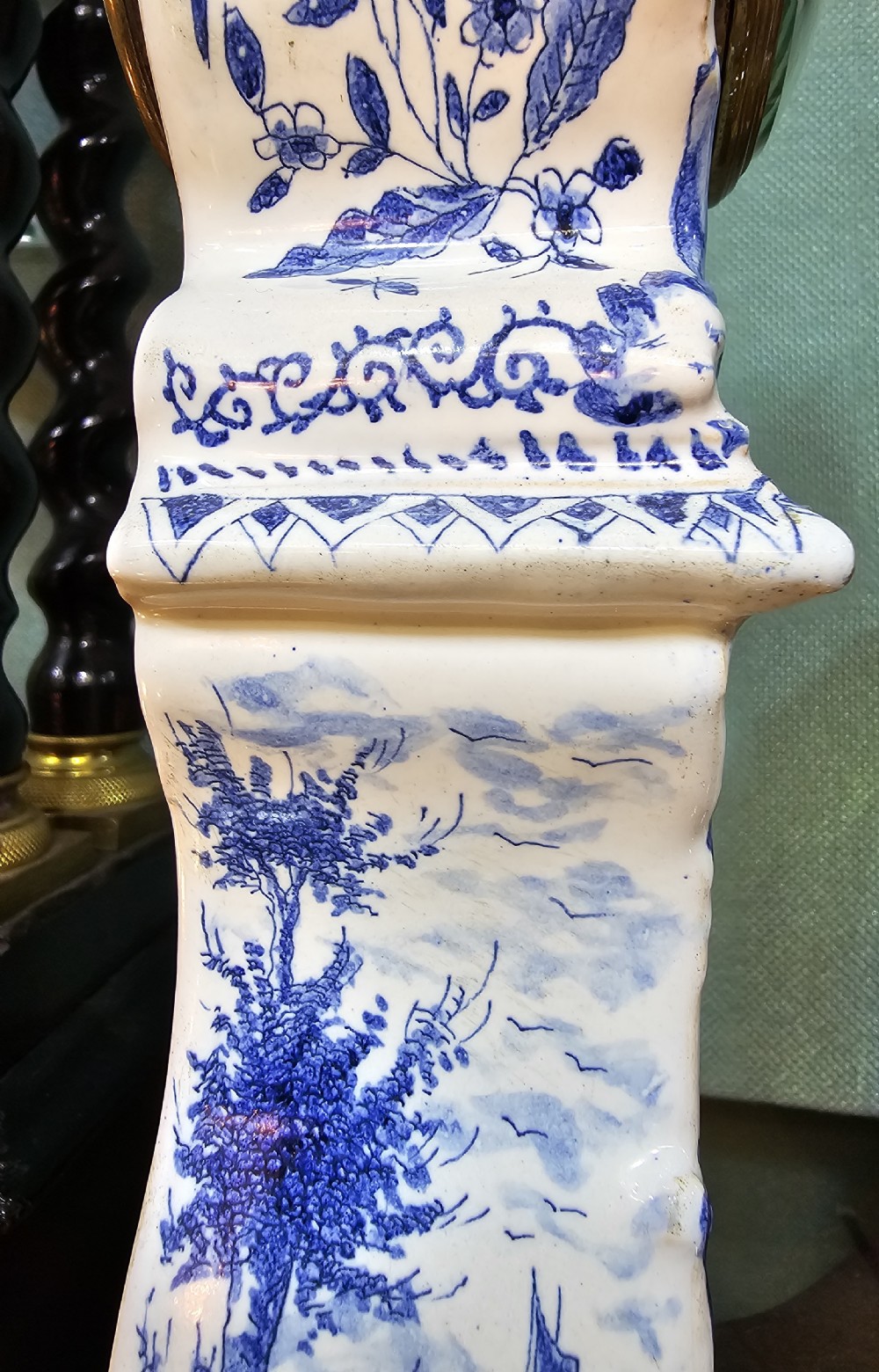 Unit-A 19th Century Delft Fayence, Miniature Blue & White, Porcelain Longcase Clock. Circa 1880.
 View XI